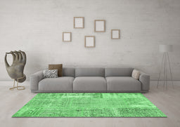 Machine Washable Patchwork Emerald Green Transitional Area Rugs in a Living Room,, wshcon405emgrn