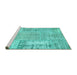 Sideview of Machine Washable Patchwork Turquoise Transitional Area Rugs, wshcon405turq