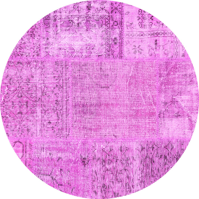 Round Patchwork Pink Transitional Rug, con405pnk