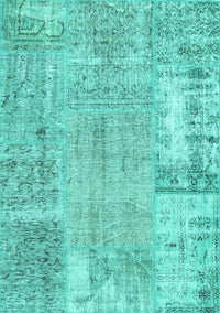 Patchwork Turquoise Transitional Rug, con405turq