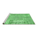 Sideview of Machine Washable Patchwork Emerald Green Transitional Area Rugs, wshcon405emgrn