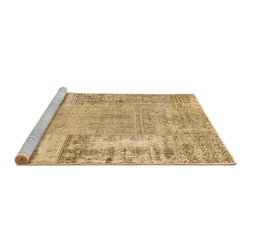 Sideview of Machine Washable Patchwork Brown Transitional Rug, wshcon405brn