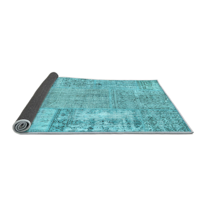 Sideview of Patchwork Light Blue Transitional Rug, con405lblu