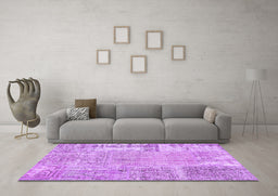 Machine Washable Patchwork Purple Transitional Area Rugs in a Living Room, wshcon405pur