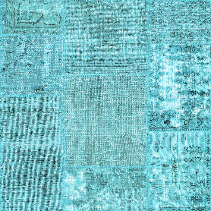 Square Machine Washable Patchwork Light Blue Transitional Rug, wshcon405lblu