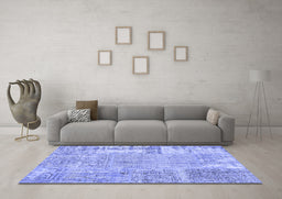 Machine Washable Patchwork Blue Transitional Rug in a Living Room, wshcon405blu
