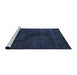 Serging Thickness of Machine Washable Contemporary Blue Rug, wshcon406