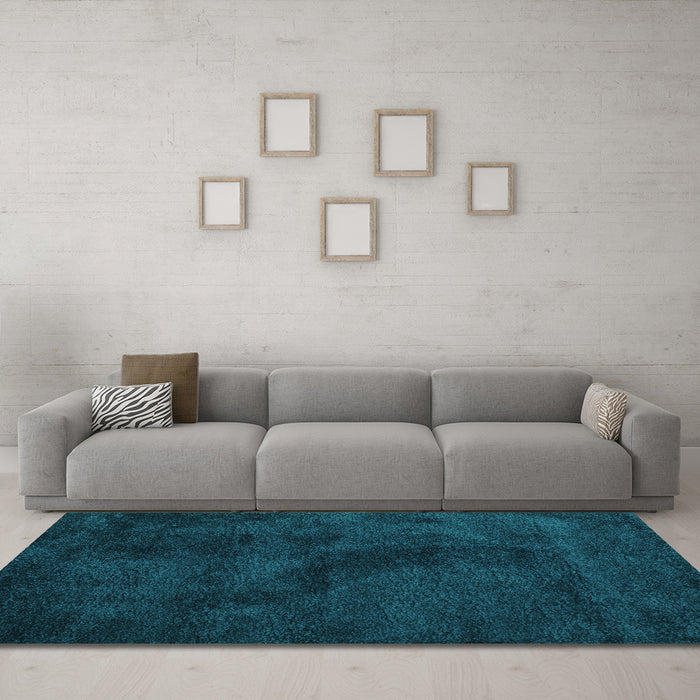 Machine Washable Abstract Turquoise Contemporary Area Rugs in a Living Room,, wshcon406turq
