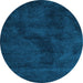 Round Abstract Light Blue Contemporary Rug, con406lblu