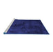 Sideview of Machine Washable Abstract Blue Contemporary Rug, wshcon406blu