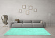 Machine Washable Abstract Turquoise Contemporary Area Rugs in a Living Room,, wshcon407turq