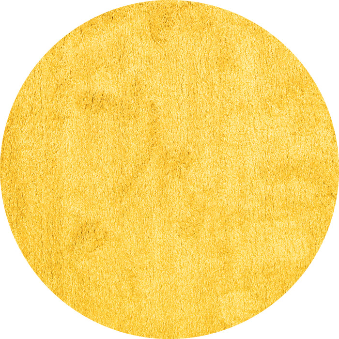 Round Machine Washable Abstract Yellow Contemporary Rug, wshcon407yw