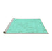 Sideview of Machine Washable Abstract Turquoise Contemporary Area Rugs, wshcon407turq