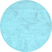 Round Abstract Light Blue Contemporary Rug, con407lblu