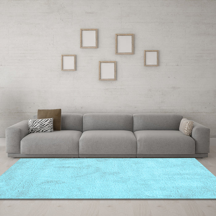 Machine Washable Abstract Light Blue Contemporary Rug in a Living Room, wshcon407lblu