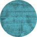 Round Machine Washable Abstract Light Blue Contemporary Rug, wshcon408lblu