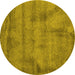 Round Machine Washable Abstract Yellow Contemporary Rug, wshcon408yw