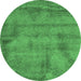 Round Abstract Emerald Green Contemporary Rug, con408emgrn