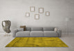 Machine Washable Abstract Yellow Contemporary Rug in a Living Room, wshcon408yw