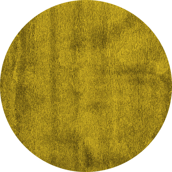 Round Abstract Yellow Contemporary Rug, con408yw