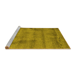 Sideview of Machine Washable Abstract Yellow Contemporary Rug, wshcon408yw