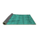 Sideview of Abstract Turquoise Contemporary Rug, con408turq