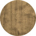 Round Abstract Brown Contemporary Rug, con408brn