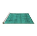 Sideview of Machine Washable Abstract Turquoise Contemporary Area Rugs, wshcon408turq