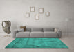 Machine Washable Abstract Turquoise Contemporary Area Rugs in a Living Room,, wshcon408turq