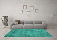 Machine Washable Abstract Turquoise Contemporary Rug, wshcon408turq