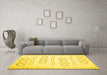 Machine Washable Solid Yellow Modern Rug in a Living Room, wshcon409yw