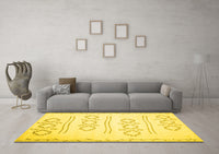 Machine Washable Solid Yellow Modern Rug, wshcon409yw