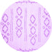 Round Machine Washable Solid Purple Modern Area Rugs, wshcon409pur