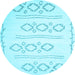 Round Machine Washable Solid Light Blue Modern Rug, wshcon409lblu