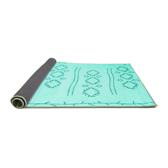 Sideview of Solid Turquoise Modern Rug, con409turq