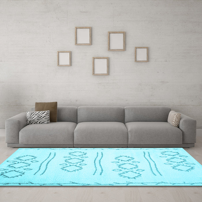 Machine Washable Solid Light Blue Modern Rug in a Living Room, wshcon409lblu