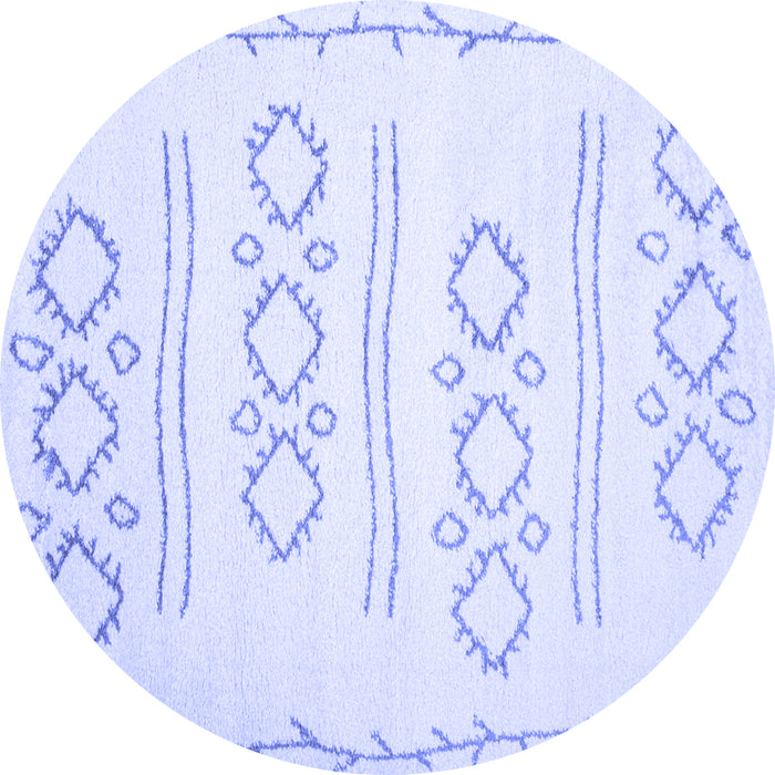 Round Machine Washable Solid Blue Modern Rug, wshcon409blu