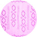 Round Machine Washable Solid Pink Modern Rug, wshcon409pnk