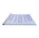 Sideview of Machine Washable Solid Blue Modern Rug, wshcon409blu