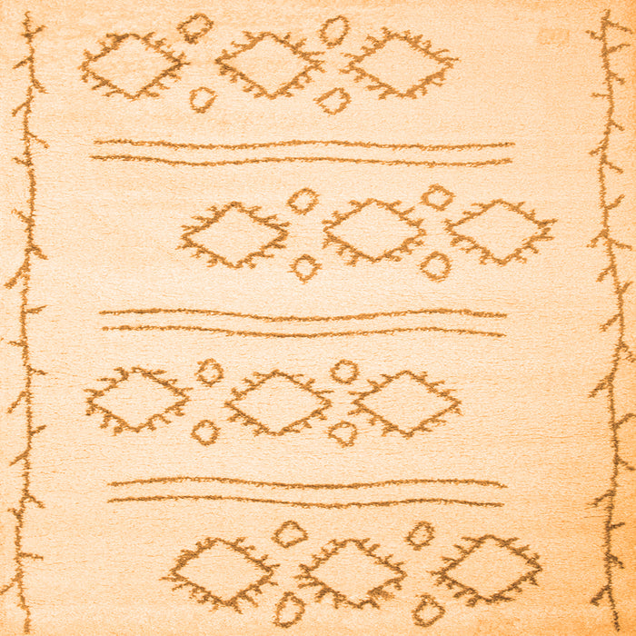 Round Machine Washable Solid Orange Modern Area Rugs, wshcon409org