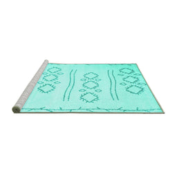 Sideview of Machine Washable Solid Turquoise Modern Area Rugs, wshcon409turq
