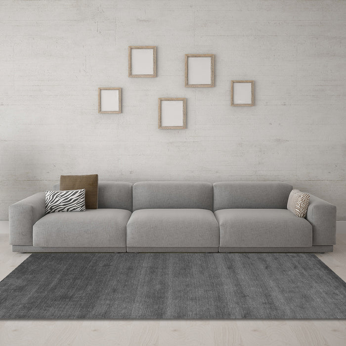 Machine Washable Abstract Gray Contemporary Rug in a Living Room,, wshcon40gry