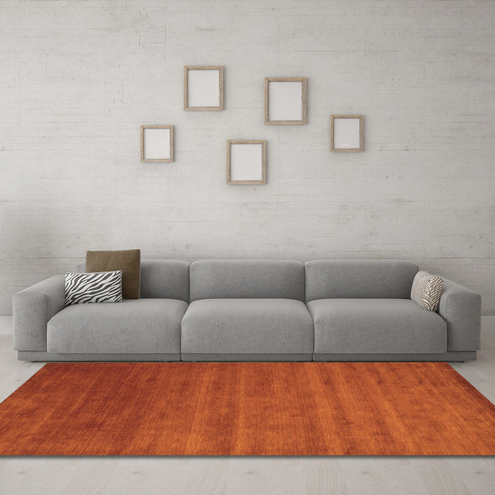 Machine Washable Abstract Orange Contemporary Area Rugs in a Living Room, wshcon40org