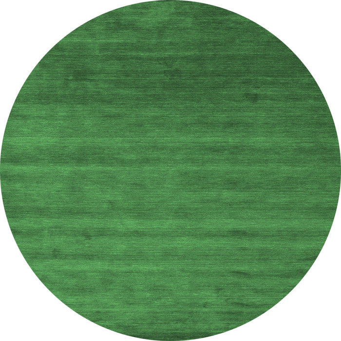 Round Machine Washable Abstract Emerald Green Contemporary Area Rugs, wshcon40emgrn