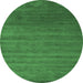 Round Machine Washable Abstract Emerald Green Contemporary Area Rugs, wshcon40emgrn