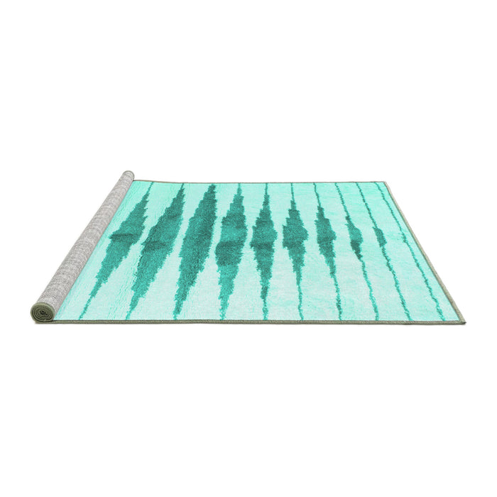 Sideview of Machine Washable Solid Turquoise Modern Area Rugs, wshcon410turq