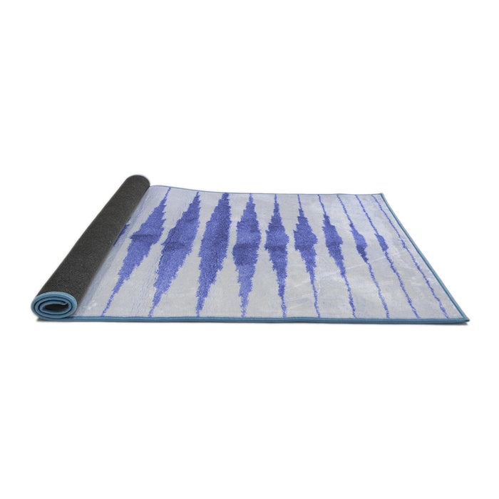 Sideview of Solid Blue Modern Rug, con410blu