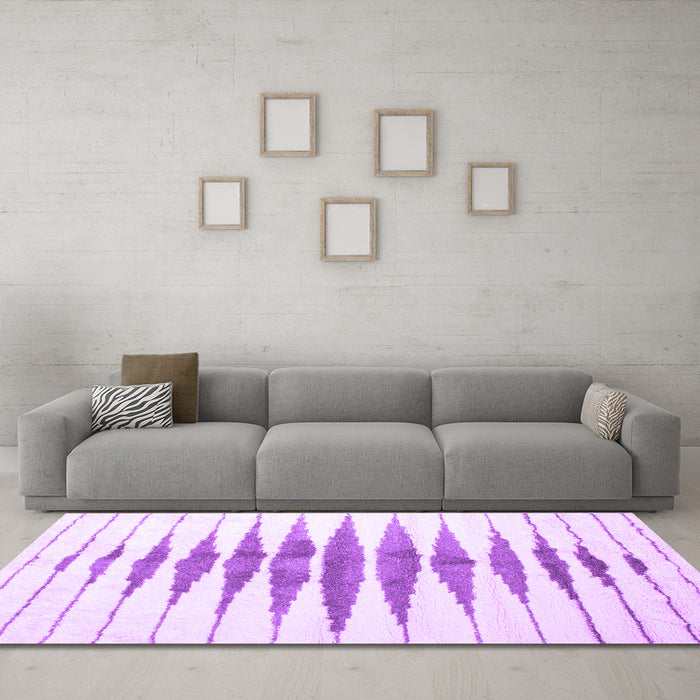 Machine Washable Solid Purple Modern Area Rugs in a Living Room, wshcon410pur