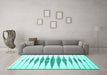 Machine Washable Solid Turquoise Modern Area Rugs in a Living Room,, wshcon410turq