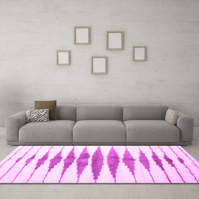 Machine Washable Solid Pink Modern Rug in a Living Room, wshcon410pnk